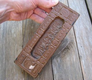 Antique Vertical Cast Iron Letter Box Plate / Door Mail Slot