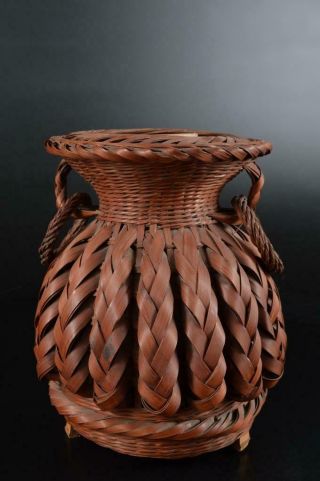 S5553: Japanese Bamboo Wickerwork/ajiro - Shaped Flower Basket Flower Vase/case