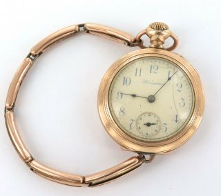 1898 Hampden Molly Stark 3/0s 7j 14k Double Gold Plated Ladies Pocket Watch.