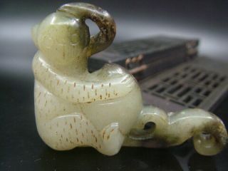 Antique Chinese Celadon Nephrite Hetain Jade Monkey Statue/pendants