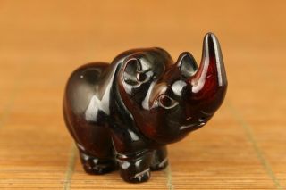 unique chinese old yak horn hand carved lovely rhinoceros netsuke 2