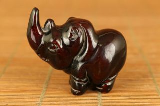 unique chinese old yak horn hand carved lovely rhinoceros netsuke 3