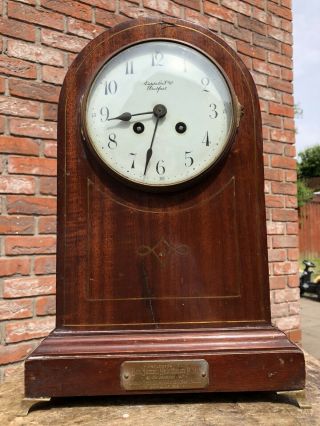 Rare Large Masonic Brass Inlaid Bracket Clock Riddel’s Belfast Anahilt
