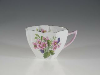 Shelley Pink Flowers And Berries Queen Anne Shape Tea Cup,  England C.  1925