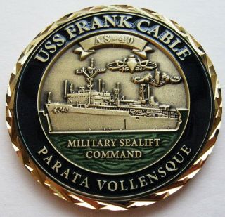 Uss Frank Cable As - 40 Us Navy Submarine Tender Challenge Coin 2 Inch Cut Edge