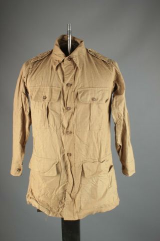 Vtg Nos 40s Wwii British Indian Aertex Cotton Khaki Bush Jacket S Short Ww2 7051
