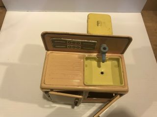 Rare Vintage Tin Toy Doll House Kitchen Sink Made In Japan Tin Litho 4