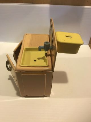 Rare Vintage Tin Toy Doll House Kitchen Sink Made In Japan Tin Litho 5