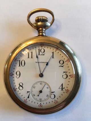 Old Antique Vintage Waltham Pocket Watch A.  W.  W.  Co Gold Filled 20 Years
