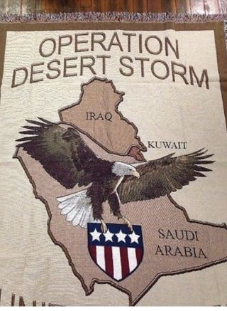 Operation Desert Storm United States Eagle Iraq Kuwait Tribute Afghan Blanket
