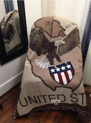 Operation Desert Storm United States Eagle Iraq Kuwait tribute Afghan Blanket 2