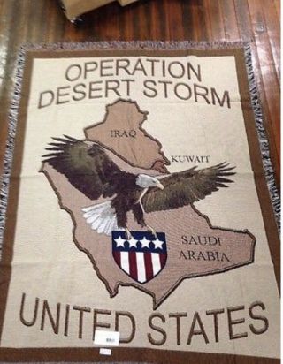 Operation Desert Storm United States Eagle Iraq Kuwait tribute Afghan Blanket 3