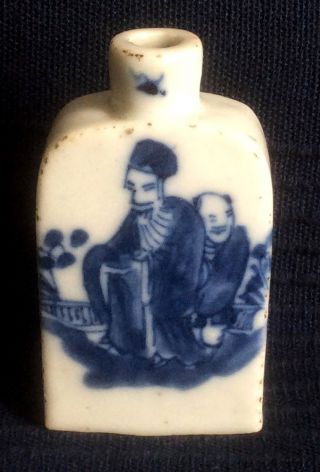 Antique Chinese Snuff Bottle Blue And White Porcelain Xix Century [ah182]