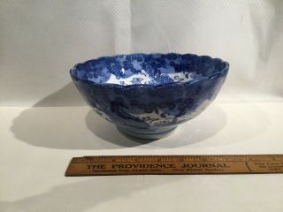 Antique Blue & White Chinese 8” Bowl (children Chasing Butterflies)