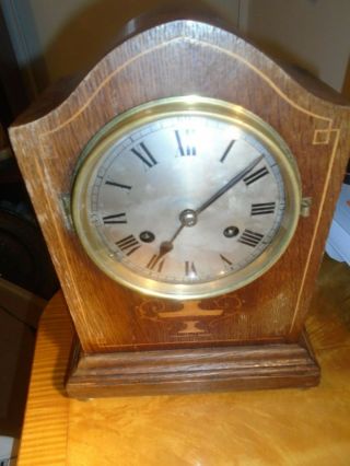 Antique Inlaid Oak Bracket Or Mantle Clock (georgian Style) P.  H.  S.