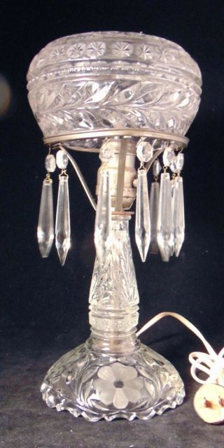 Eapg Pattern Glass Mushroom Table Accent Lamp