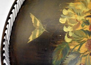 Vintage,  Large,  Toleware Tray - Hand Painted,  SIGNED - High,  Pierced Rail/Galley 4