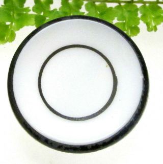 Art Deco White Glass Button With Black Rings D9