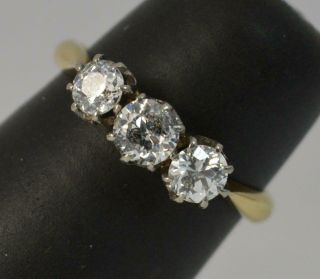 18ct Gold & 0.  70ct Old Cut Diamond Trilogy Engagement Stack Ring D0391