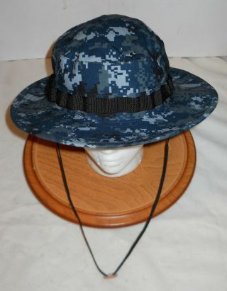 Boonie Hat,  U.  S.  Navy Digi,  Some W/emblem,  Mil - Spec.  R&b,  Sz.  7 1/4 (m)