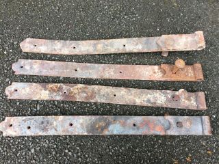 Two Pairs Antique Heavy Duty Blacksmith Made 25 Inch Barn Door Hinges - Salvage