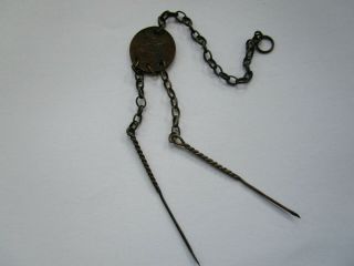 Japanese Smoking Pipe Cleaning Tools Chained Too Coin Rare And Collectable