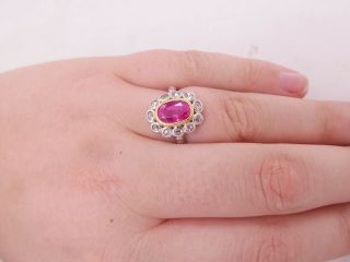 18ct gold ruby diamond ring,  cluster 18k 750 5