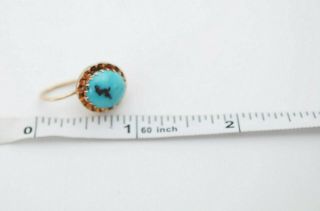 Victorian Natural Persian Turquoise 14k Rose Gold Pierced Earrings 4
