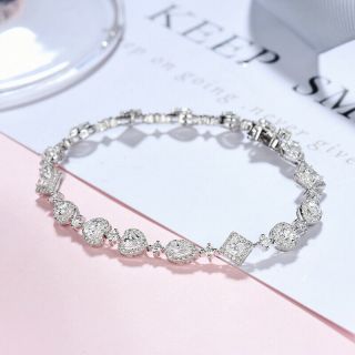 3.  9ct 100 Natural Diamond 14k Gold Water Drops Marquise Luxurious Bracelet B6