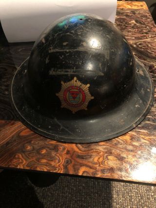 Ww1 World War 1 U.  S.  Military Doughboy Helmet With Isle Of Ely Fire Service Logo