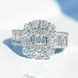 100 Natural 1ct Diamond 14k White Gold Cluster Engagement Wedding Ring R1 - 3
