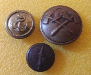 Israel Army Idf Zahal/3 Old Buttons/military,  Fire And Naval Uniforms/1940 - 60 