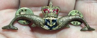 Pin Badge Royal Navy Submarine Submariners Dolphins Crown & Anchor Qualification