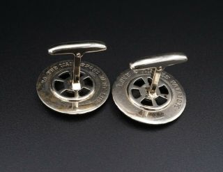 Custom Jerry Lewis Owned 14k White Gold Antique Racing Wheel Tire Cufflinks M850 5