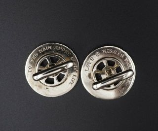 Custom Jerry Lewis Owned 14k White Gold Antique Racing Wheel Tire Cufflinks M850 6