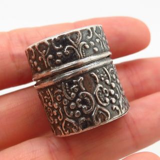 Antique Victorian 925 Sterling Silver Repousse Collectible Sewing Needle Case