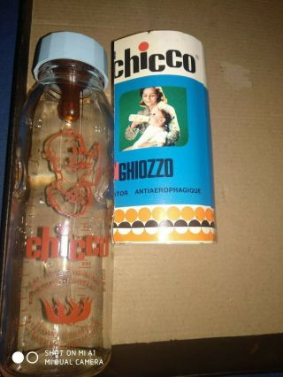 Vintage Glass Baby Bottle Biberon Chicco Made In Italy