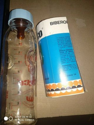 Vintage glass baby bottle biberon chicco made in Italy 2