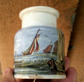 Antique,  (Mayer Factory) Pegwell Bay KENT Mortimer 502 color Prattware jar pot lid 3