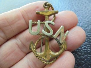 Rare Pre - Wwi Us Navy Chief Petty Officer Hat Badge