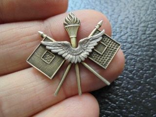 Rare Sterling Wwi Aviation Signal Corps Officers Collar Insignia