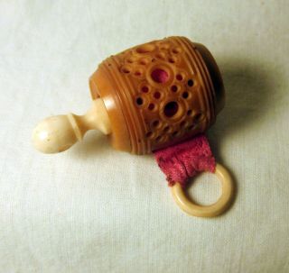 Antique Vegetable Ivory Carved Tape Measure Complete And 3 Day Nr
