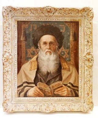 Antique Oil Painting Of A Rabbi By Listed Artist Alois Heinrich Priechenfried