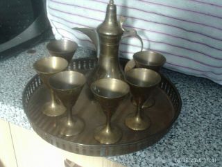 Vintage Hallmarked Dubai Brass Coffee Pot Set