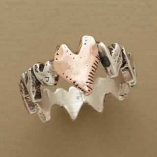 Jes MaHarry sterling silver and 14k rose gold rock solid heart ring Size 8.  75 12