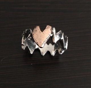 Jes Maharry Sterling Silver And 14k Rose Gold Rock Solid Heart Ring Size 8.  75