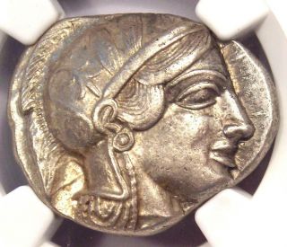 Ancient Athens Greece Athena Owl Tetradrachm Coin (440 - 404 BC) - NGC AU 4