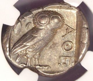 Ancient Athens Greece Athena Owl Tetradrachm Coin (440 - 404 BC) - NGC AU 5