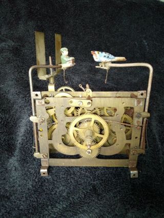 Antique German Black Forest Cuckoo Clock Movement,  Parts Wood Bird Musical Mvmt