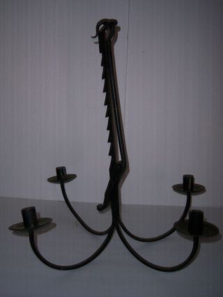.  Rare 18th Century Wrought Iron Adjustable Hanging Candle Holder